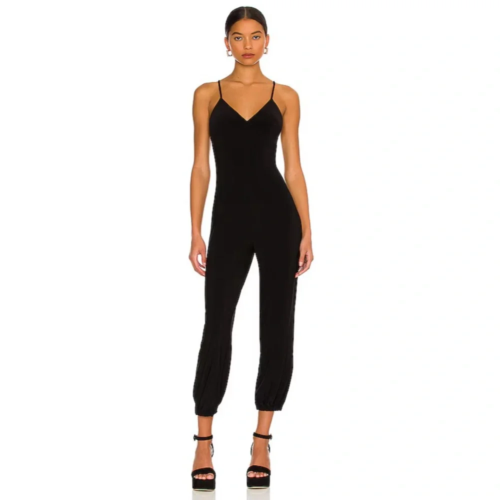 Norma Kamali Women’s Slip Jog Jumpsuit in Black Large - Picture 11 of 11